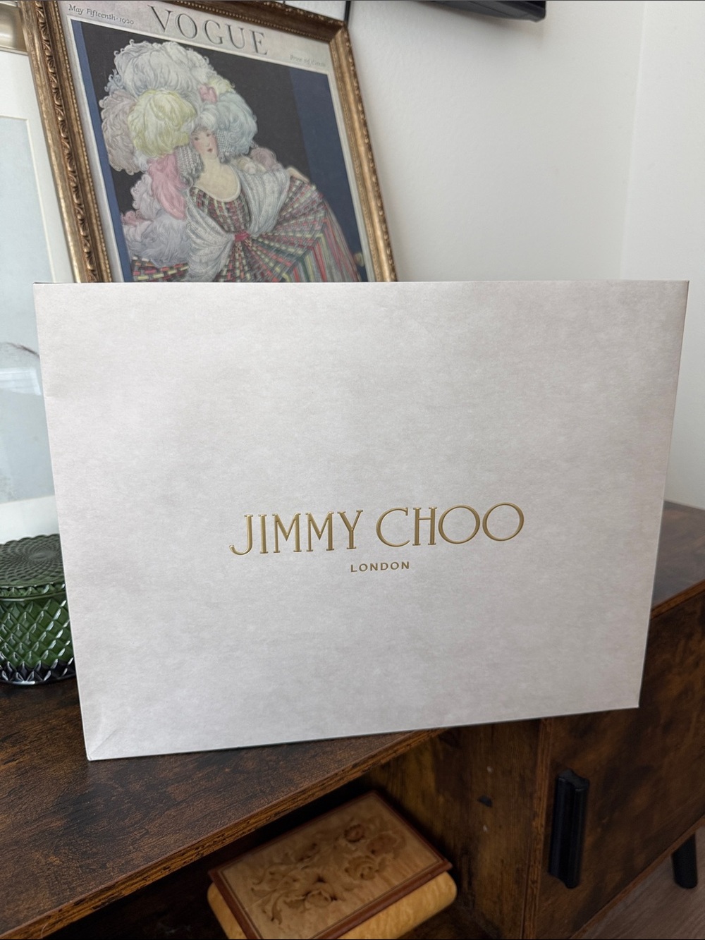 Jimmy Choo Gold Logo on Light Cream Wall Art